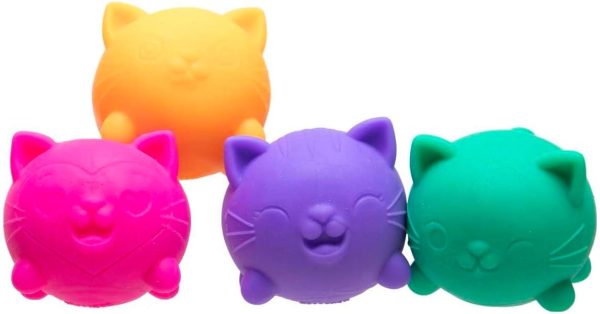 Schylling NeeDoh Cool Kitten Teenie Needoh 4 Pack - Sensory Squeeze Toy - 1.5 in Diameter - Colors May Vary