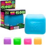 Schylling NeeDoh Nice Cube Glow - Squeeze Toy with a Super Solid Squish - Glows in The Dark - 2.25 Cube - Color May Vary (Pack of 1)