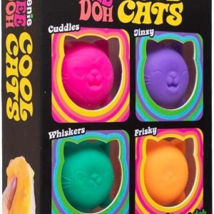Schylling NeeDoh Cool Kitten Teenie Needoh 4 Pack - Sensory Squeeze Toy - 1.5 in Diameter - Colors May Vary