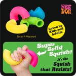 Schylling NeeDoh Mac 'N' Squeeze - Sensory Squeeze Toy - Contains 4 Squishy Noodles - 3 Wide - Color May Vary (Pack of 1)