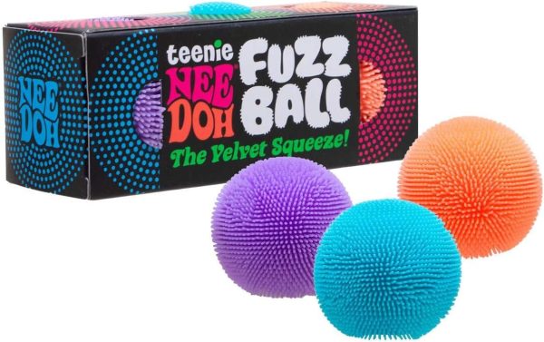 Schylling Teenie NeeDoh Fuzz Ball - 3 Teenie Squeeze Toys with a Velvet Texture and Soft Cloud Squish - 1 Balls - Color May Vary