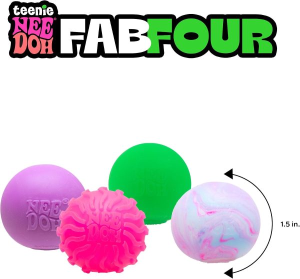 Schylling NeeDoh Teenie Fab Four Needoh 4 Pack - Sensory Squeeze Toy - 1.5 in Diameter - Colors May Vary