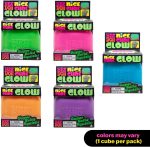 Schylling NeeDoh Nice Cube Glow - Squeeze Toy with a Super Solid Squish - Glows in The Dark - 2.25 Cube - Color May Vary (Pack of 1)