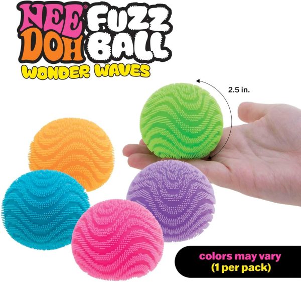Schylling NeeDoh Fuzz Ball Wonder Waves - Squeeze Toy with a Velvet Texture and Soft Cloud Squish - 2.25 Ball - Color May Vary (Pack of 1)
