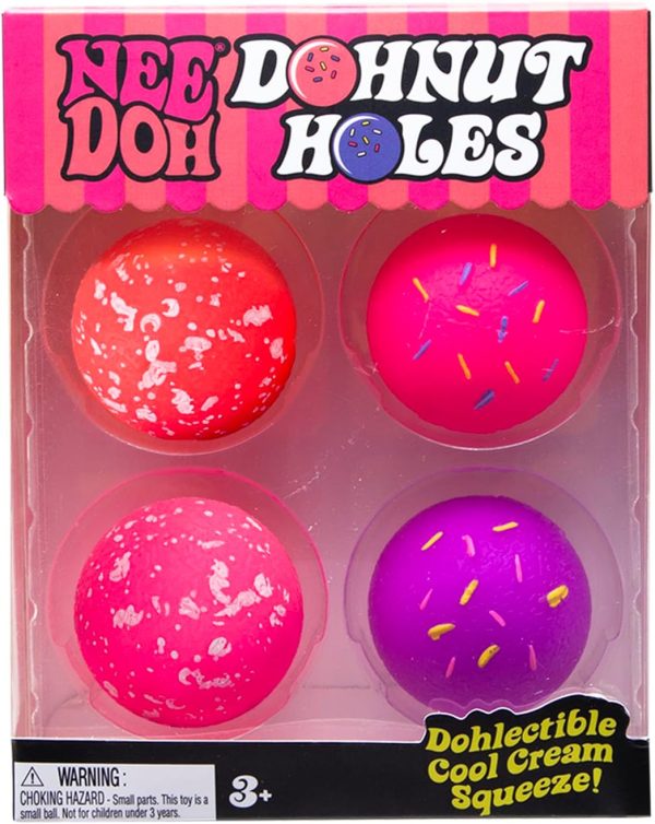Schylling NeeDoh Dohnut Hole Needoh 4 Pack - Sensory Squeeze Toy - 1.5 in Diameter - Colors May Vary