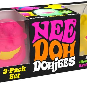 Schylling NeeDoh Dohjee - Sensory Squeeze Toy - Satisfying Dough Filling - 2 Tall - Color May Vary (Pack of 3)