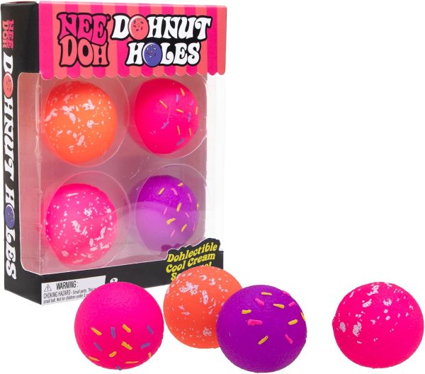 Schylling NeeDoh Dohnut Hole Needoh 4 Pack - Sensory Squeeze Toy - 1.5 in Diameter - Colors May Vary
