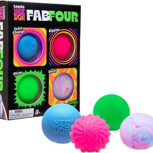 Schylling NeeDoh Teenie Fab Four Needoh 4 Pack - Sensory Squeeze Toy - 1.5 in Diameter - Colors May Vary