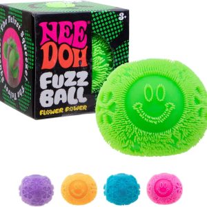 Schylling NeeDoh Fuzz Ball Flower Power - Sensory Toy with a Velvet Texture and Soft Cloud Squish - Pattern You Can See and Feel - Ages 3 and Up - Color May Vary; One Per Pack