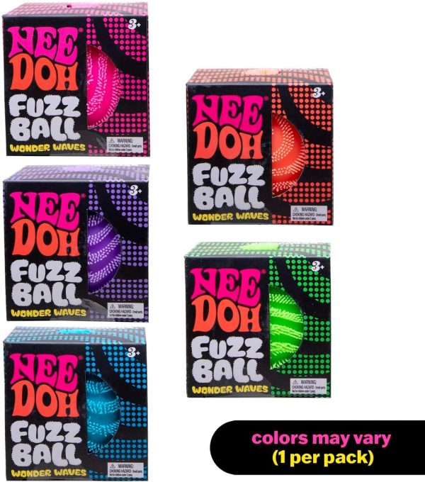 Schylling NeeDoh Fuzz Ball Wonder Waves - Squeeze Toy with a Velvet Texture and Soft Cloud Squish - 2.25 Ball - Color May Vary (Pack of 1)