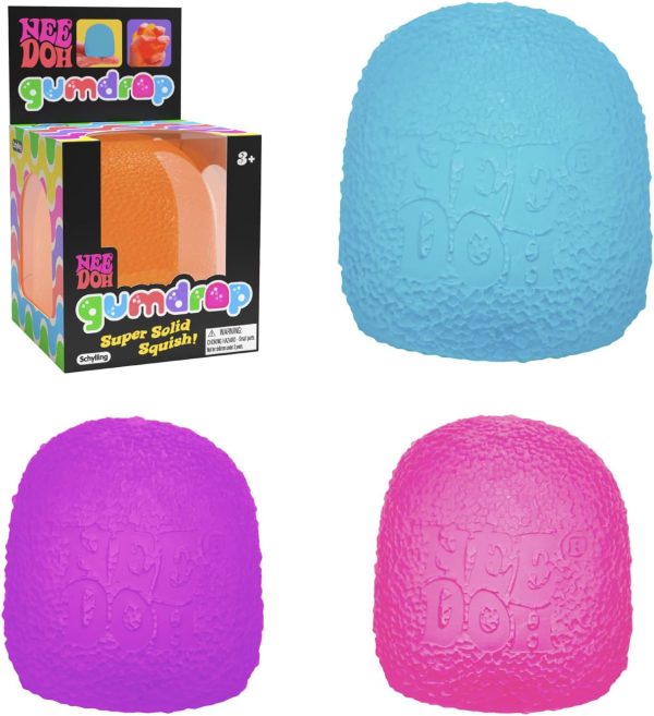 Schylling NeeDoh Gumdrop - Textured Sensory Toy with Super Solid Squish - 2.5 Tall - Colors May Vary (Pack of 1) | Sensory Squish Toy with Super Solid Squish