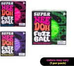 Schylling Super NeeDoh Fuzzball Stress Ball Fidget Toy - Huge 4.5 in Diameter - Jumbo Squishy Squeezy Fun - Colors Assorted (1 Per Pack)