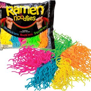 Schylling NeeDoh Ramen Noodlies - Sensory Squeeze Toy - Contains 5 Noodle Clumps - 8.5 Long - Multicolored (Pack of 1)